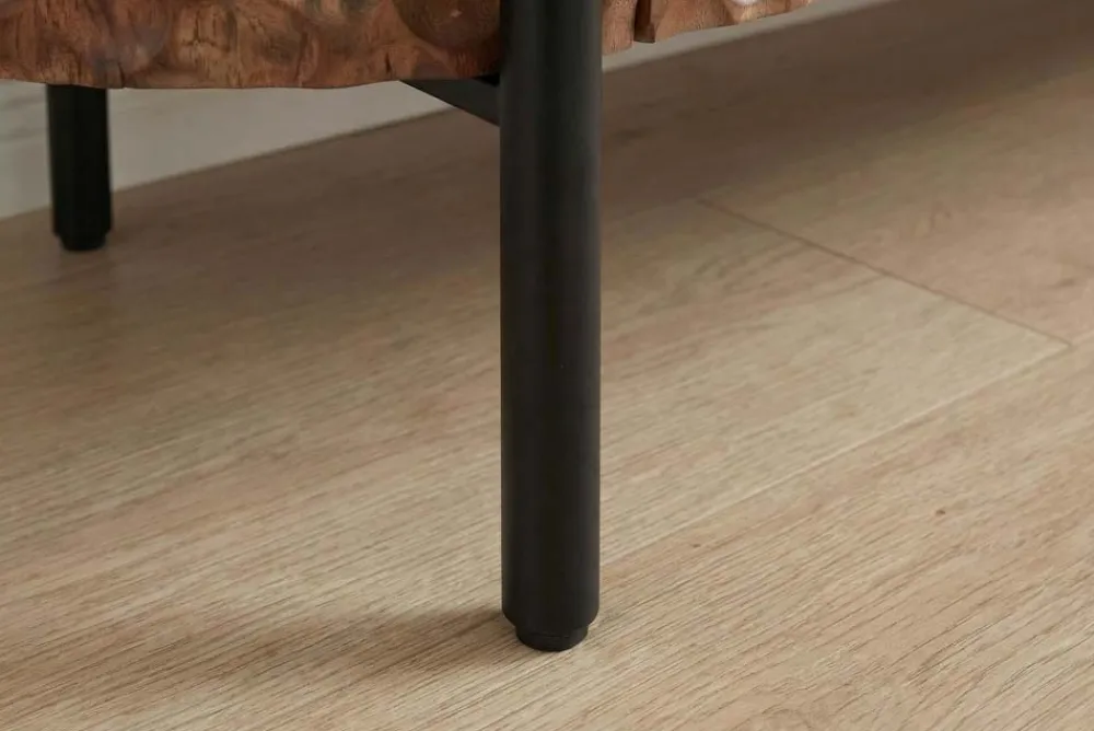Riess-Ambiente Retro Möbel|Tv- & Lowboards > Massives TV-Board ADLON 200cm braun Mangoholz schwarz Metall Lowboard mit 3D- Front