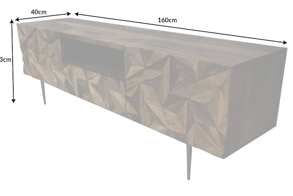 Riess-Ambiente Mehr...|Retro Möbel > Massives TV-Board ALPINE 160cm braun Sheesham stone finish Metall matt gold