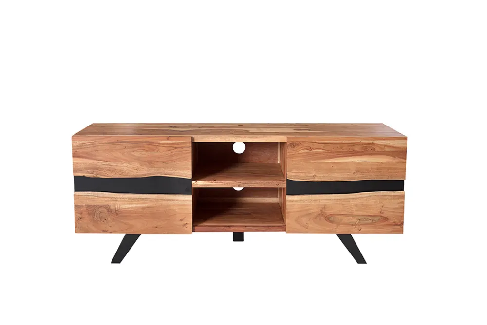 Riess-Ambiente Mehr...|Industrial Loft > Massives TV-Board AMAZONAS 160cm Akazie Metall Lowboard Baumkante
