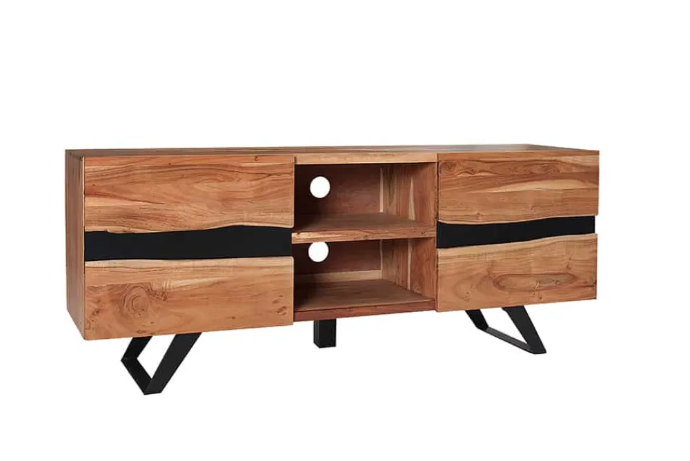 Riess-Ambiente Mehr...|Industrial Loft > Massives TV-Board AMAZONAS 160cm Akazie Metall Lowboard Baumkante