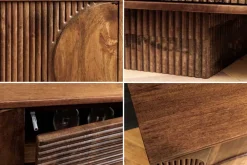 Riess-Ambiente Retro Möbel|Tv- & Lowboards > Massives TV-Board ART DECO 200cm braun Mangoholz Lowboard 3D-Front
