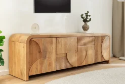 Riess-Ambiente Tv- & Lowboards|Mehr... > Massives TV-Board ART DECO 170cm cream finish beige Mangoholz abgerundet