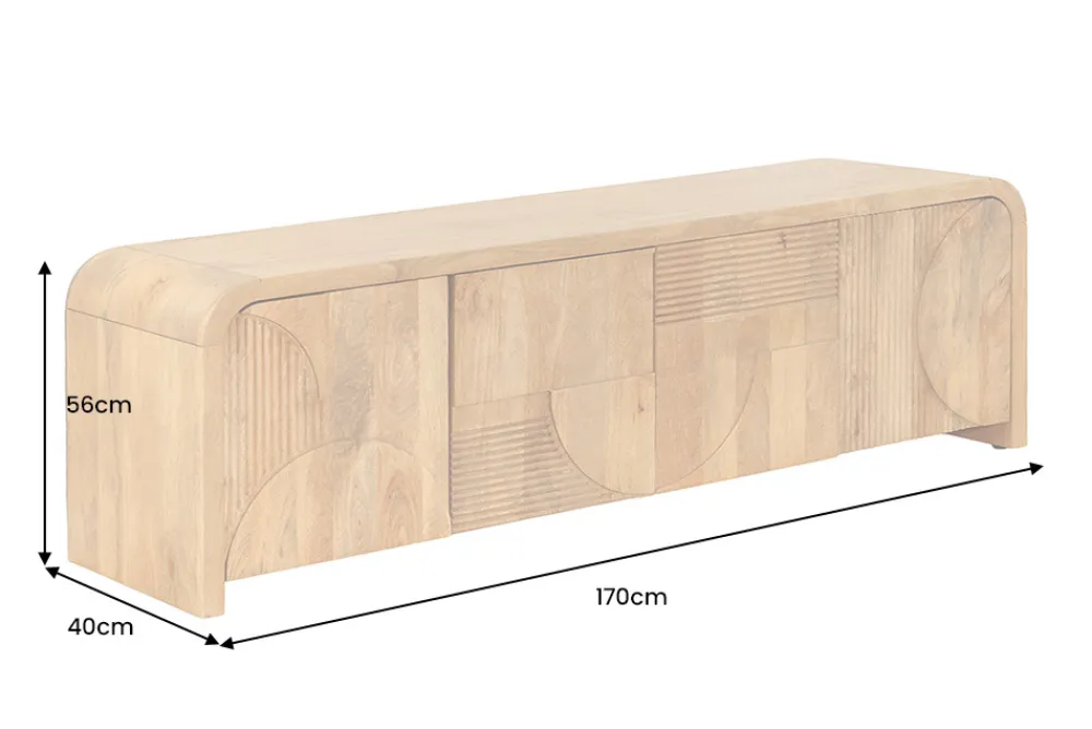 Riess-Ambiente Tv- & Lowboards|Mehr... > Massives TV-Board ART DECO 170cm cream finish beige Mangoholz abgerundet
