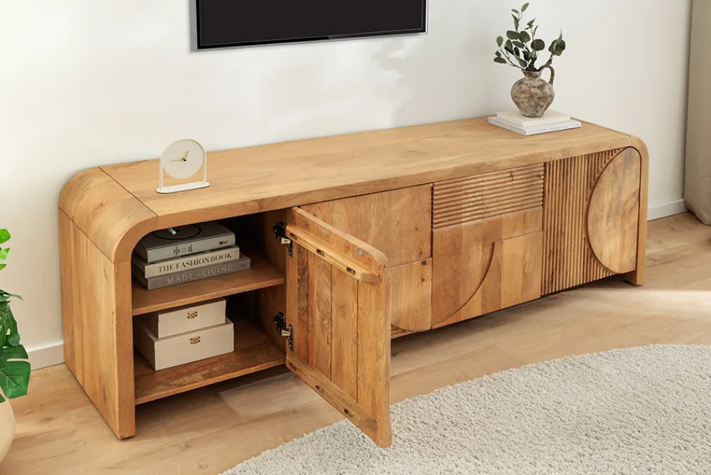 Riess-Ambiente Tv- & Lowboards|Mehr... > Massives TV-Board ART DECO 170cm cream finish beige Mangoholz abgerundet