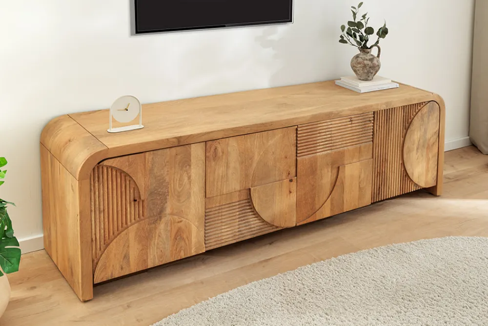 Riess-Ambiente Tv- & Lowboards|Mehr... > Massives TV-Board ART DECO 170cm cream finish beige Mangoholz abgerundet