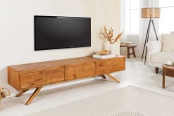 Riess-Ambiente Mehr...|Tv- & Lowboards > Massives TV-Board FINCA 180cm vintage braun recyceltes Pinienholz mit Schubladen