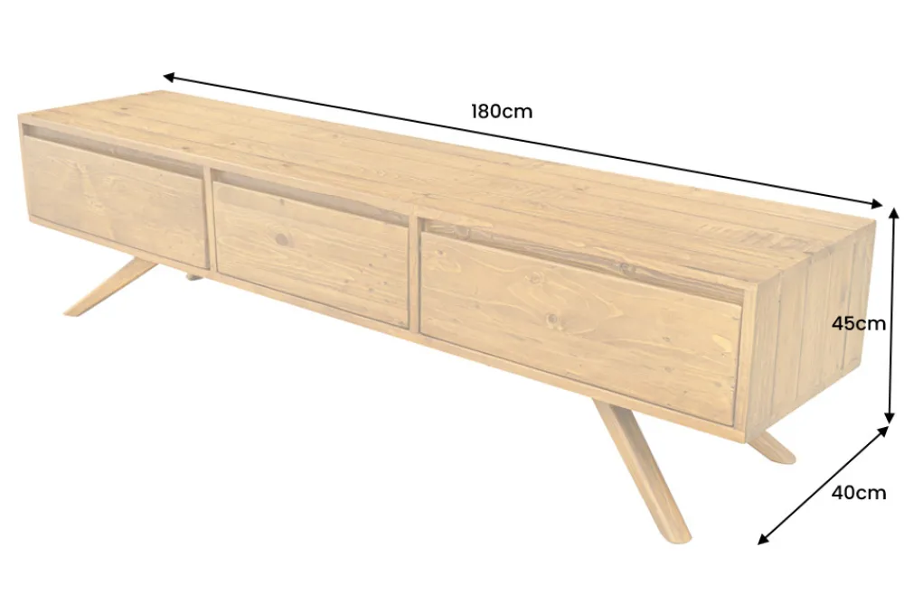 Riess-Ambiente Mehr...|Tv- & Lowboards > Massives TV-Board FINCA 180cm vintage braun recyceltes Pinienholz mit Schubladen