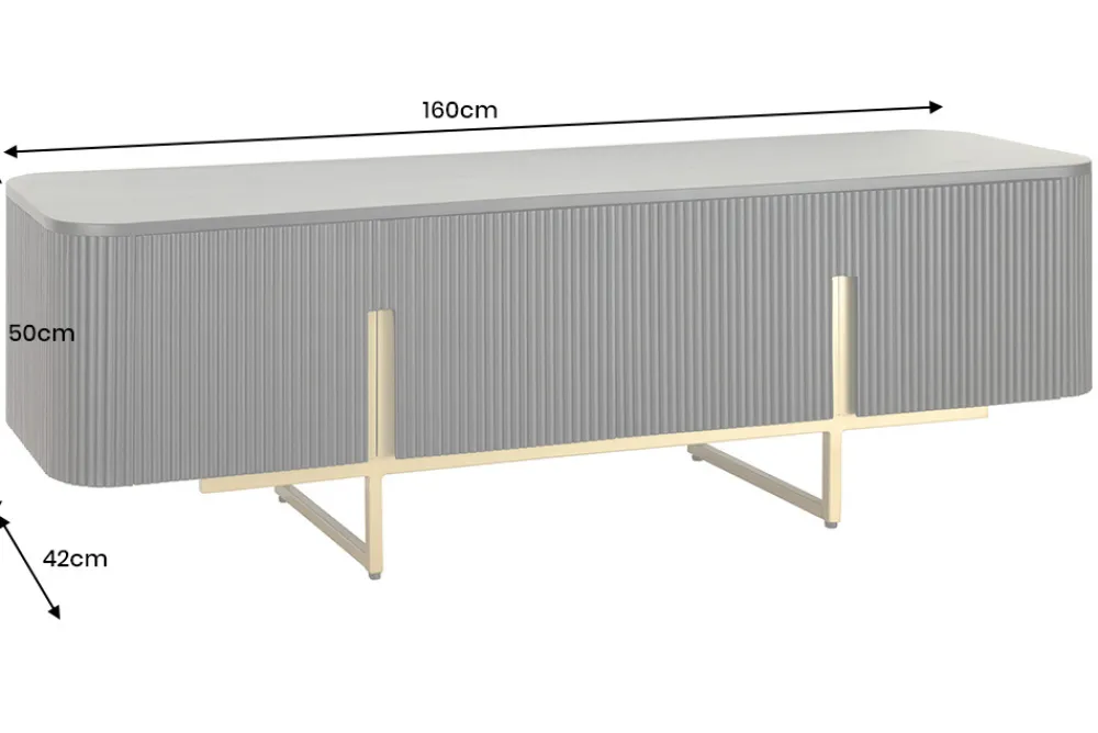 Riess-Ambiente Retro Möbel|Tv- & Lowboards > Massives TV-Board GATSBY 160cm schwarz gold Mangoholz Retro Lowboard