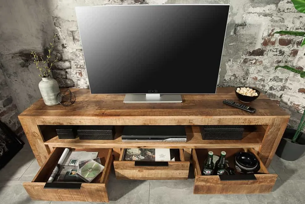 Riess-Ambiente Mehr...|Industrial Loft > Massives TV-Board IRON CRAFT 170cm Mangoholz Lowboard 3 Schubladen