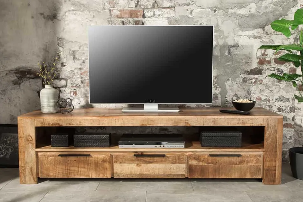 Riess-Ambiente Mehr...|Industrial Loft > Massives TV-Board IRON CRAFT 170cm Mangoholz Lowboard 3 Schubladen
