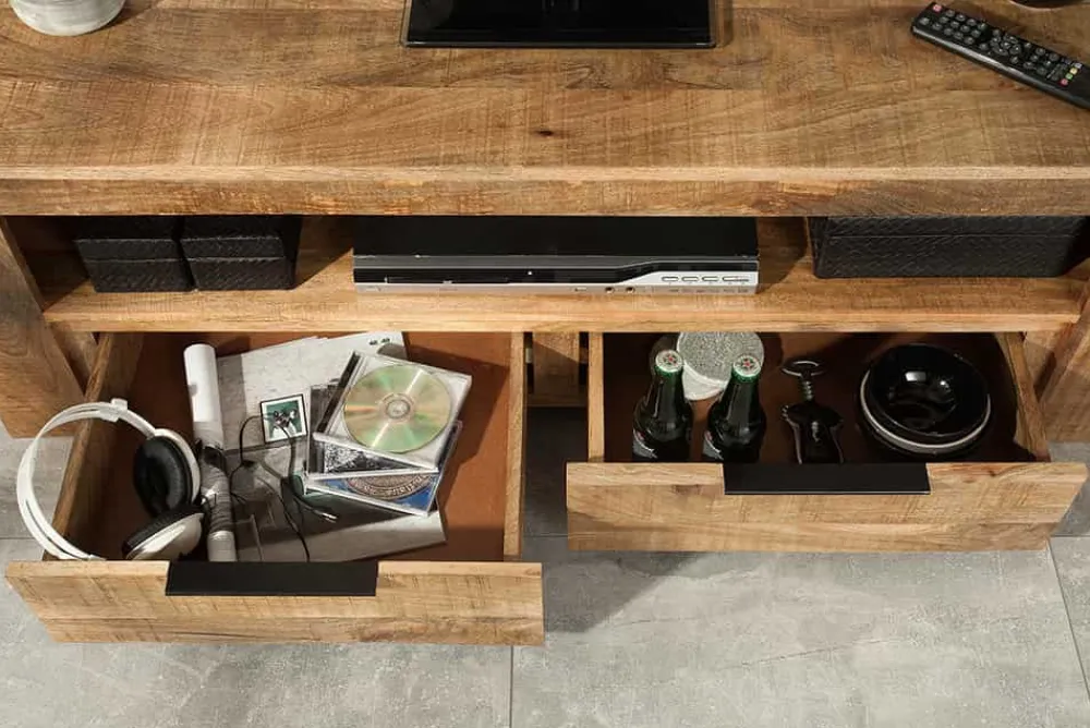 Riess-Ambiente Mehr...|Industrial Loft > Massives TV-Board IRON CRAFT 130cm Mangoholz Lowboard 2 Schubladen