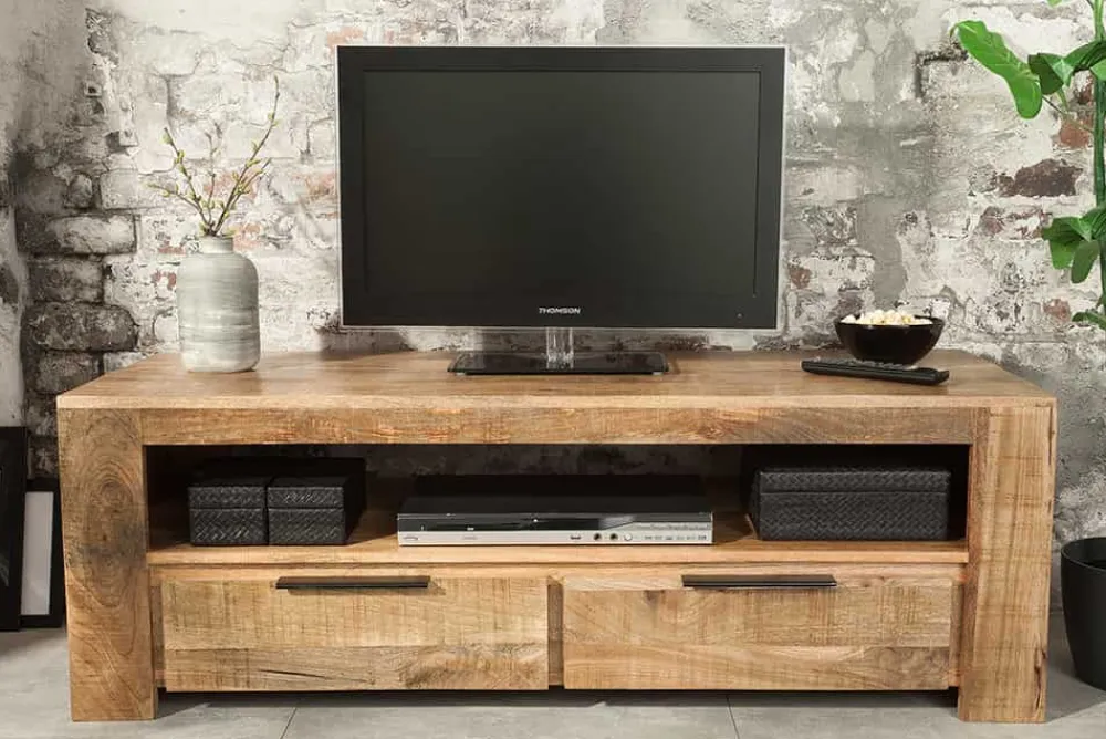 Riess-Ambiente Mehr...|Industrial Loft > Massives TV-Board IRON CRAFT 130cm Mangoholz Lowboard 2 Schubladen