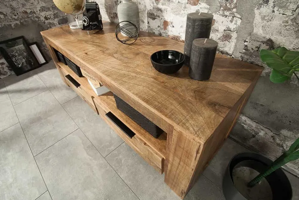 Riess-Ambiente Mehr...|Industrial Loft > Massives TV-Board IRON CRAFT 130cm Mangoholz Lowboard 2 Schubladen