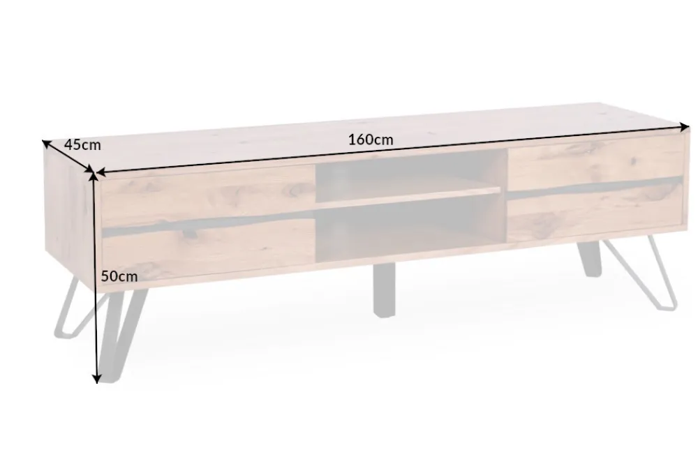 Riess-Ambiente Mehr...|Industrial Loft > Massives TV-Board LIVING EDGE 160cm Wildeiche geölt Baumkanten Lowboard