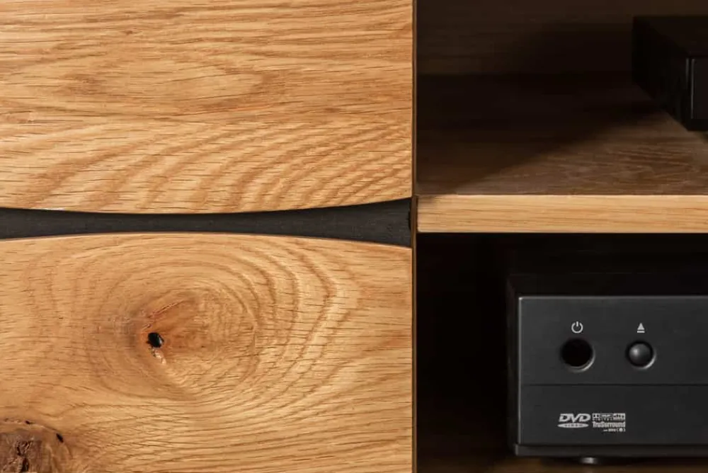 Riess-Ambiente Mehr...|Industrial Loft > Massives TV-Board LIVING EDGE 160cm Wildeiche geölt Baumkanten Lowboard