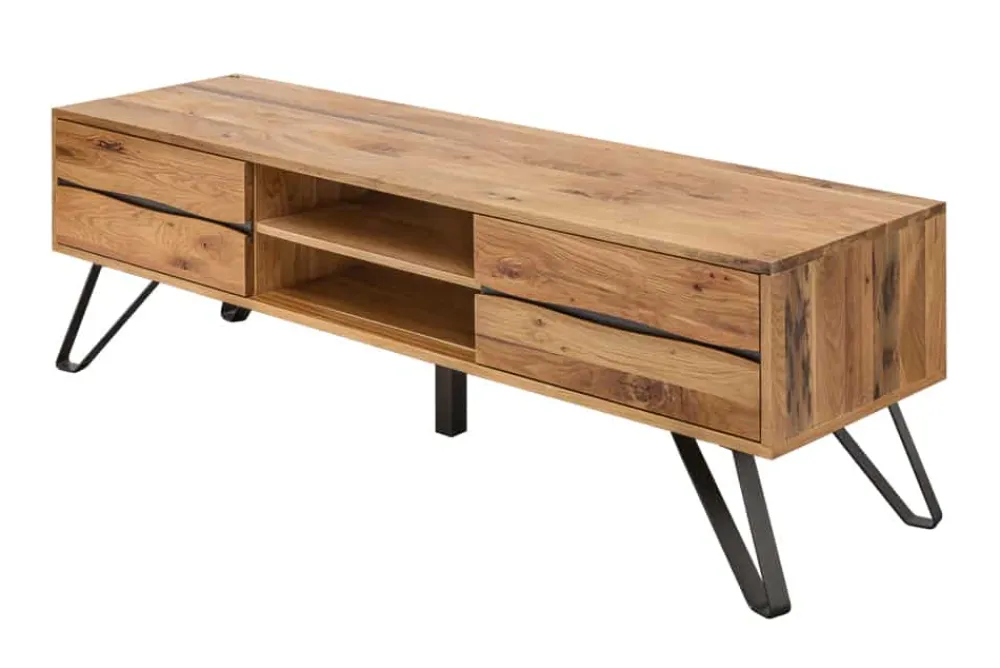 Riess-Ambiente Mehr...|Industrial Loft > Massives TV-Board LIVING EDGE 160cm Wildeiche geölt Baumkanten Lowboard