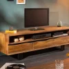 Riess-Ambiente Mehr...|Industrial Loft > Massives TV-Board MAMMUT 160cm Akazie Honey Finish Metall Baumkante Lowboard