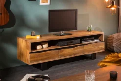 Riess-Ambiente Mehr...|Industrial Loft > Massives TV-Board MAMMUT 160cm Akazie Honey Finish Metall Baumkante Lowboard
