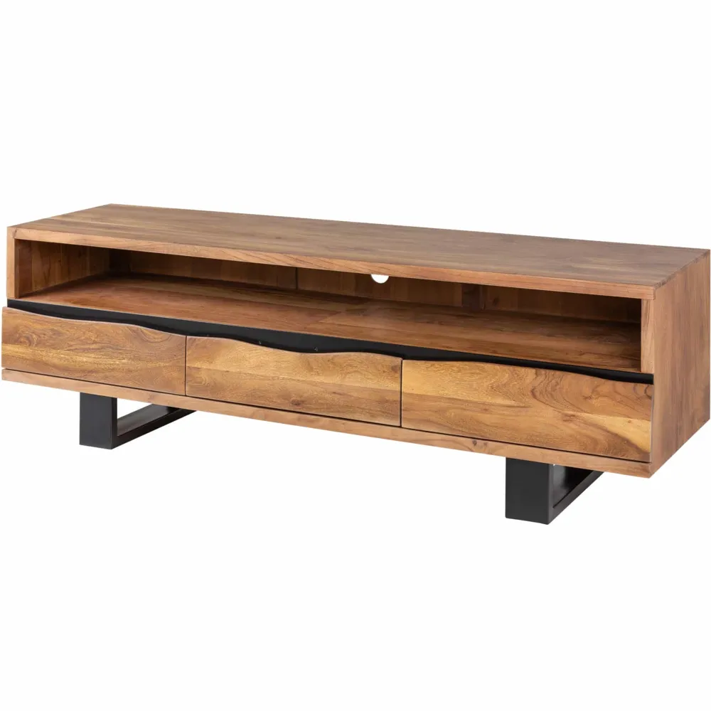 Riess-Ambiente Mehr...|Industrial Loft > Massives TV-Board MAMMUT 160cm Akazie Honey Finish Metall Baumkante Lowboard