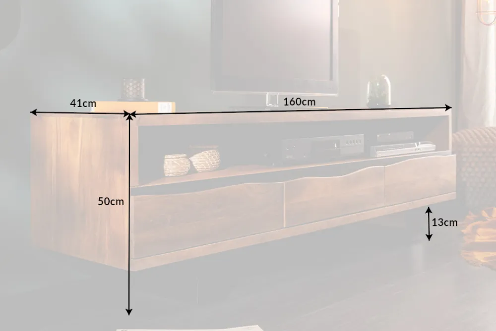 Riess-Ambiente Mehr...|Industrial Loft > Massives TV-Board MAMMUT 160cm Akazie Honey Finish Metall Baumkante Lowboard