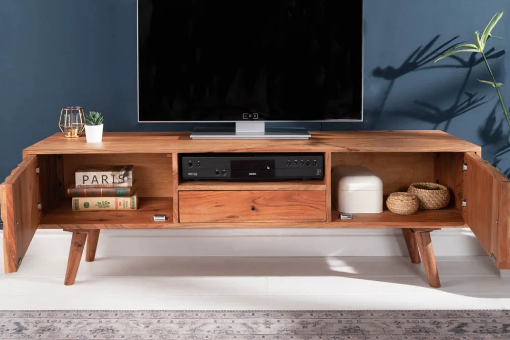 Riess-Ambiente Mehr...|Retro Möbel > Massives TV-Board MYSTIC LIVING 140cm Akazie natur 3D Oberfläche Massivholz