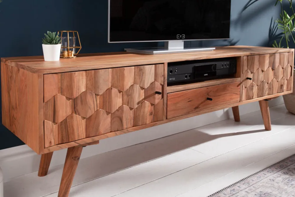 Riess-Ambiente Mehr...|Retro Möbel > Massives TV-Board MYSTIC LIVING 140cm Akazie natur 3D Oberfläche Massivholz