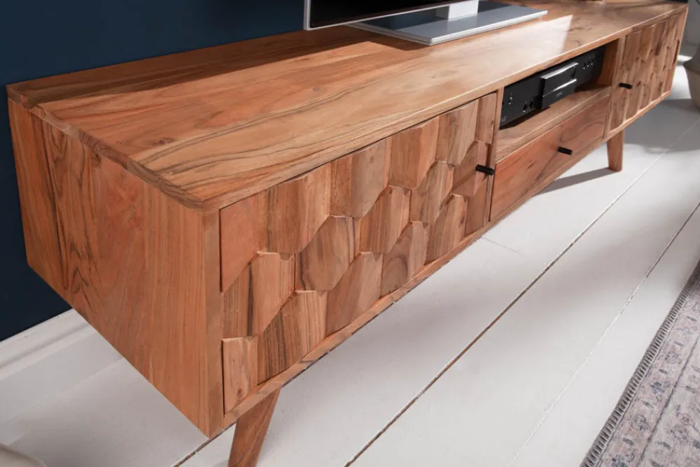 Riess-Ambiente Mehr...|Retro Möbel > Massives TV-Board MYSTIC LIVING 140cm Akazie natur 3D Oberfläche Massivholz