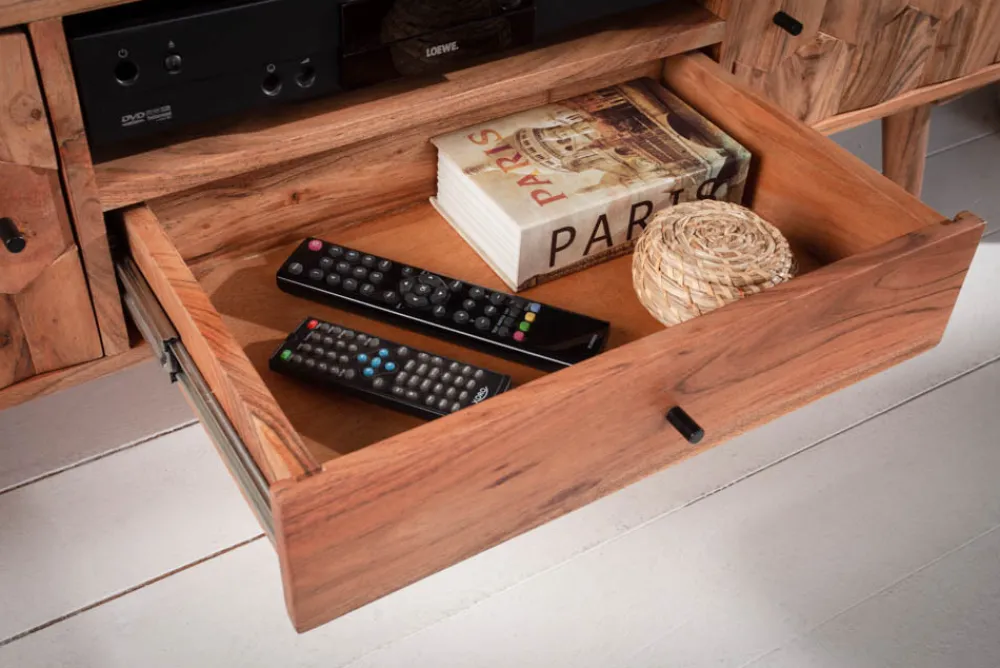 Riess-Ambiente Mehr...|Retro Möbel > Massives TV-Board MYSTIC LIVING 140cm Akazie natur 3D Oberfläche Massivholz