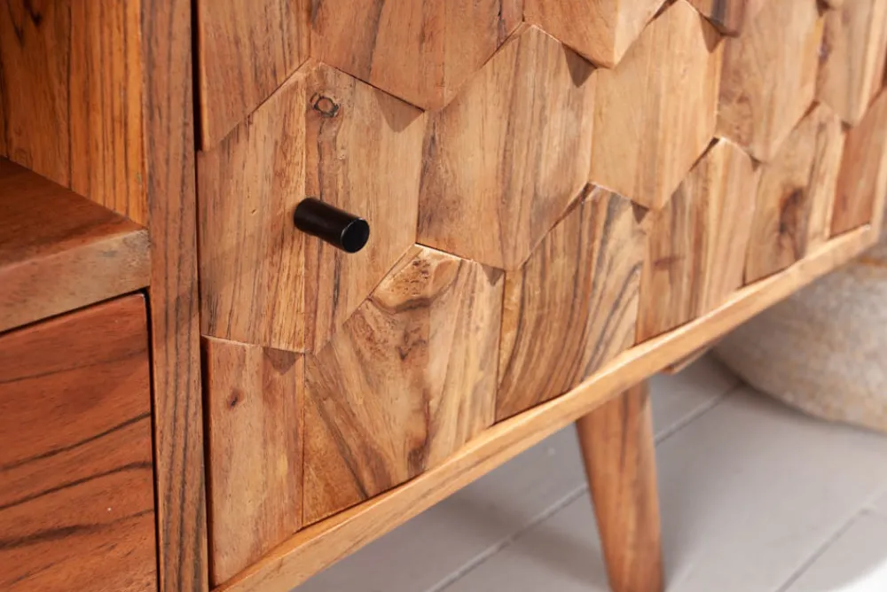 Riess-Ambiente Mehr...|Retro Möbel > Massives TV-Board MYSTIC LIVING 140cm Akazie natur 3D Oberfläche Massivholz