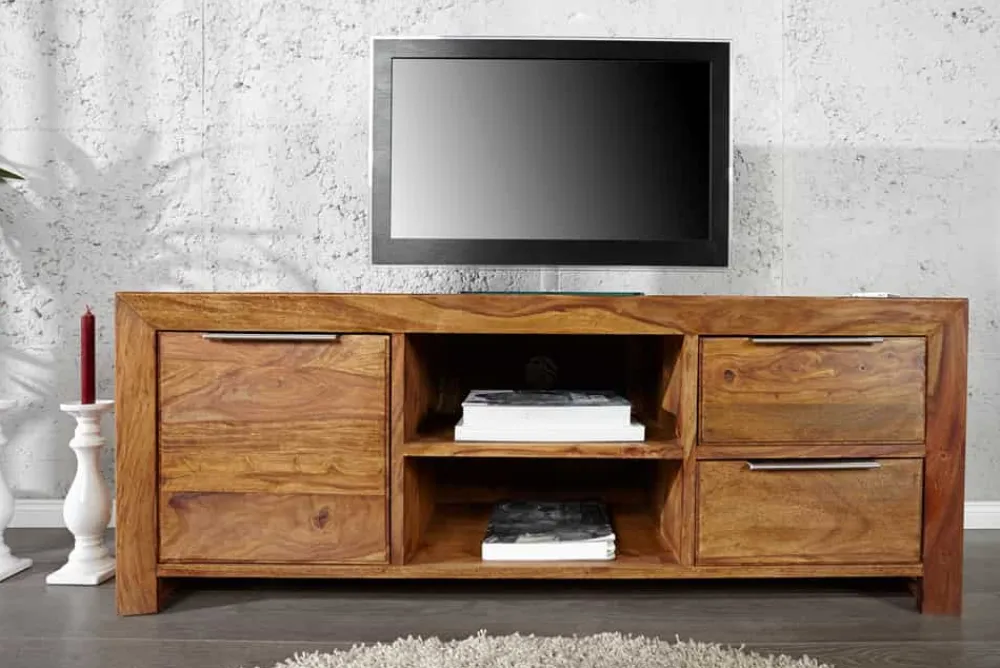 Riess-Ambiente Mehr...|Tv- & Lowboards > Massives TV-Board PURE 135cm braun Sheesham stone finish Lowboard Palisander
