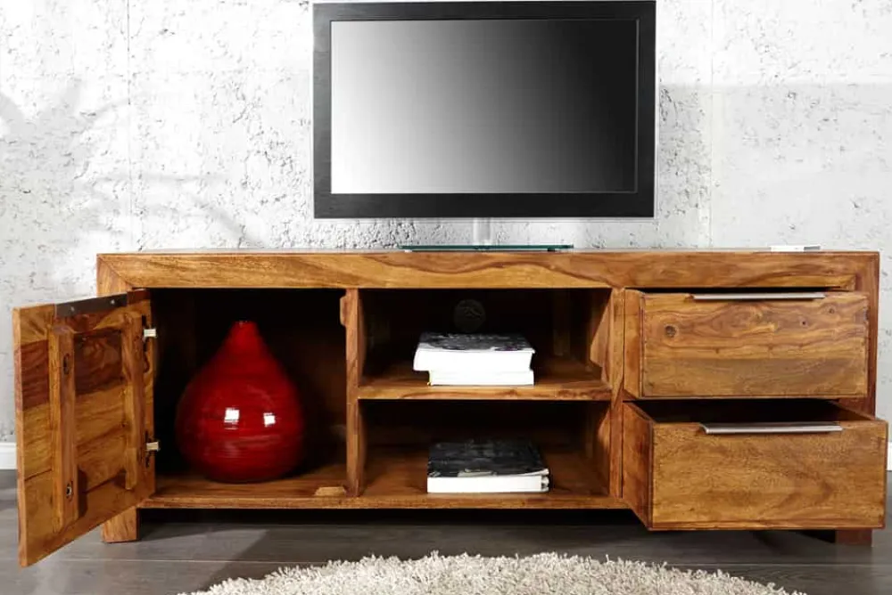 Riess-Ambiente Mehr...|Tv- & Lowboards > Massives TV-Board PURE 135cm braun Sheesham stone finish Lowboard Palisander