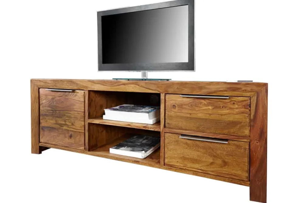 Riess-Ambiente Mehr...|Tv- & Lowboards > Massives TV-Board PURE 135cm braun Sheesham stone finish Lowboard Palisander