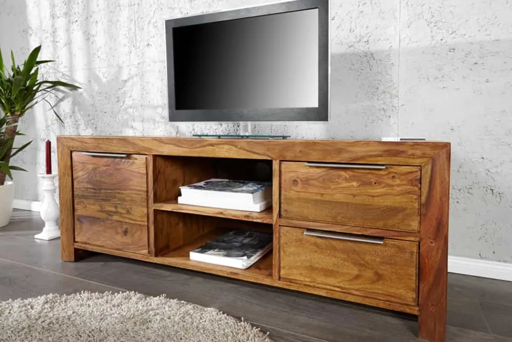 Riess-Ambiente Mehr...|Tv- & Lowboards > Massives TV-Board PURE 135cm braun Sheesham stone finish Lowboard Palisander