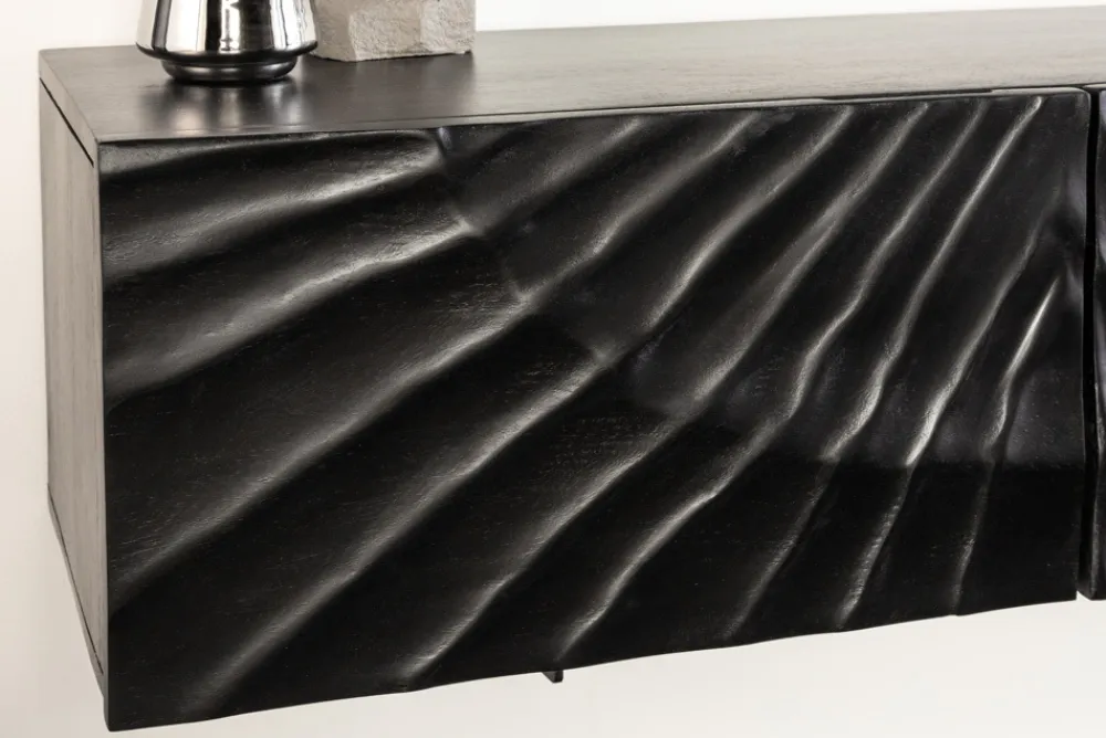 Riess-Ambiente Mehr...|Industrial Loft > Massives TV-Board SCORPION 160cm schwarz Mangoholz hängend Lowboard