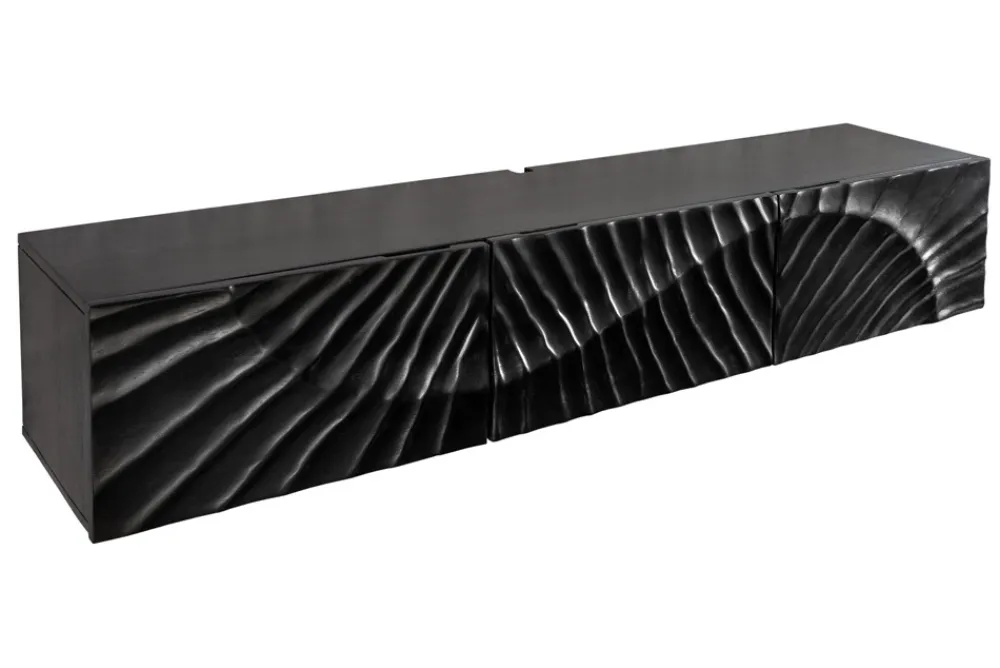 Riess-Ambiente Mehr...|Industrial Loft > Massives TV-Board SCORPION 160cm schwarz Mangoholz hängend Lowboard