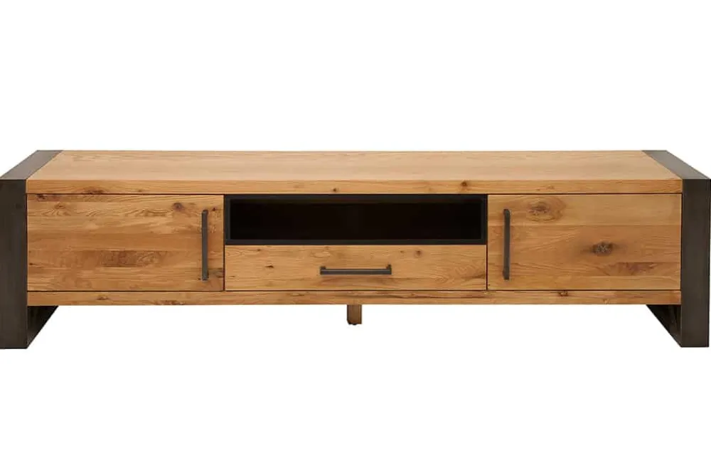 Riess-Ambiente Mehr...|Industrial Loft > Massives TV-Board THOR 200cm Wild Eiche geölt Lowboard im Industrial Design