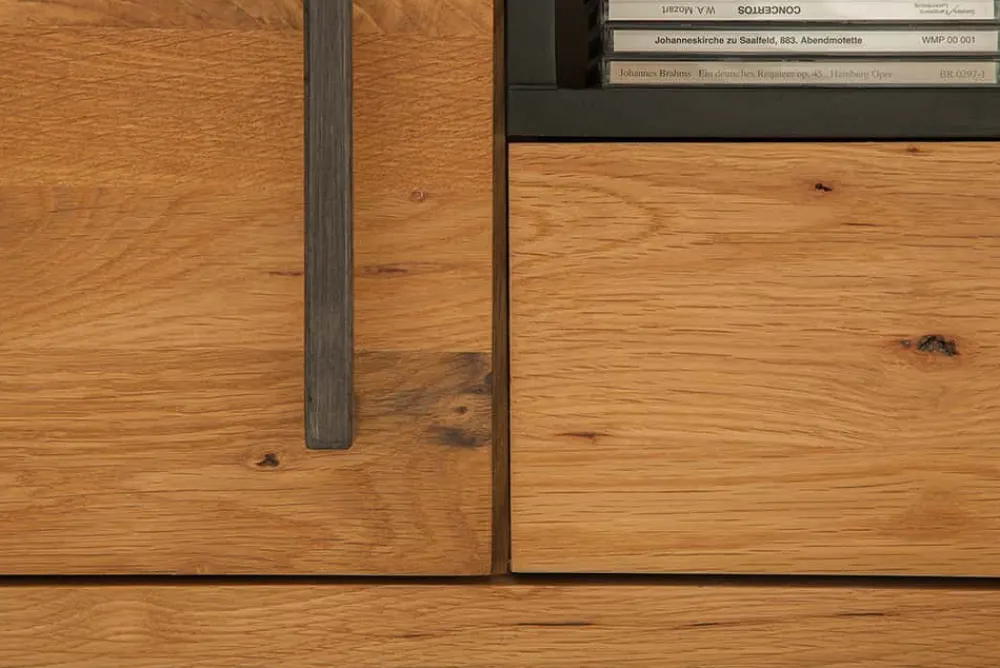 Riess-Ambiente Mehr...|Industrial Loft > Massives TV-Board THOR 200cm Wild Eiche geölt Lowboard im Industrial Design