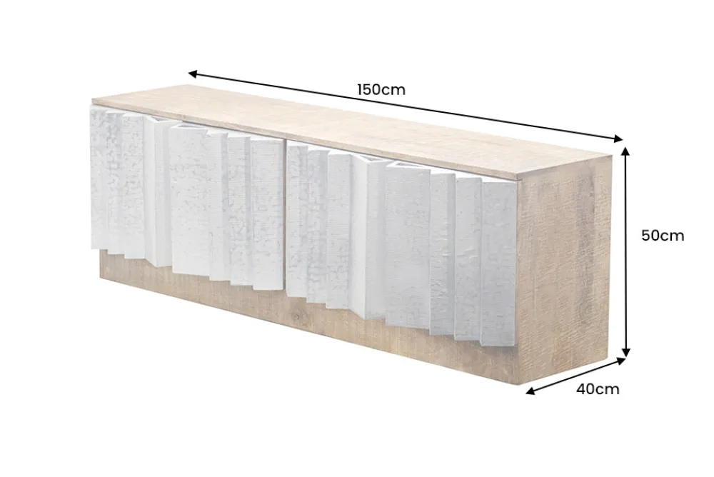 Riess-Ambiente Industrial Loft|Tv- & Lowboards > Massives TV-Board ZALVERO 150cm natur silber Mangoholz mit Metall-Aluminium Front