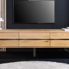 Riess-Ambiente Industrial Loft|Tv- & Lowboards > Massives TV-Lowboard LIVING EDGE 160cm natur Eichenholz Baumkante mit Hairpin Legs