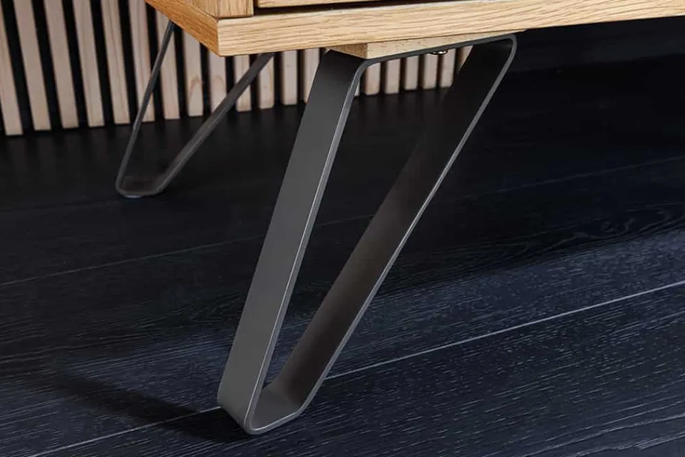 Riess-Ambiente Industrial Loft|Tv- & Lowboards > Massives TV-Lowboard LIVING EDGE 160cm natur Eichenholz Baumkante mit Hairpin Legs