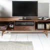 Riess-Ambiente Goldene Möbel|Tv- & Lowboards > Massives TV-Lowboard MYSTIC LIVING 140cm Akazie braun gold Retro Design