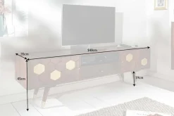 Riess-Ambiente Goldene Möbel|Tv- & Lowboards > Massives TV-Lowboard MYSTIC LIVING 140cm Akazie braun gold Retro Design