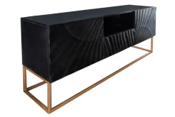 Riess-Ambiente Mehr...|Goldene Möbel > Massives TV-Lowboard SCORPION 160cm schwarz Mangoholz aufwendige 3D Schnitzereien