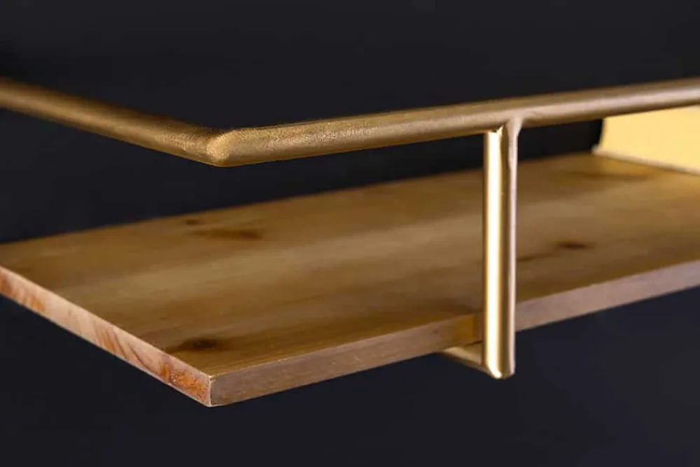 Riess-Ambiente Wandregale > Massives Wandregal HERITAGE 75cm natur Pinienholz gold Metall