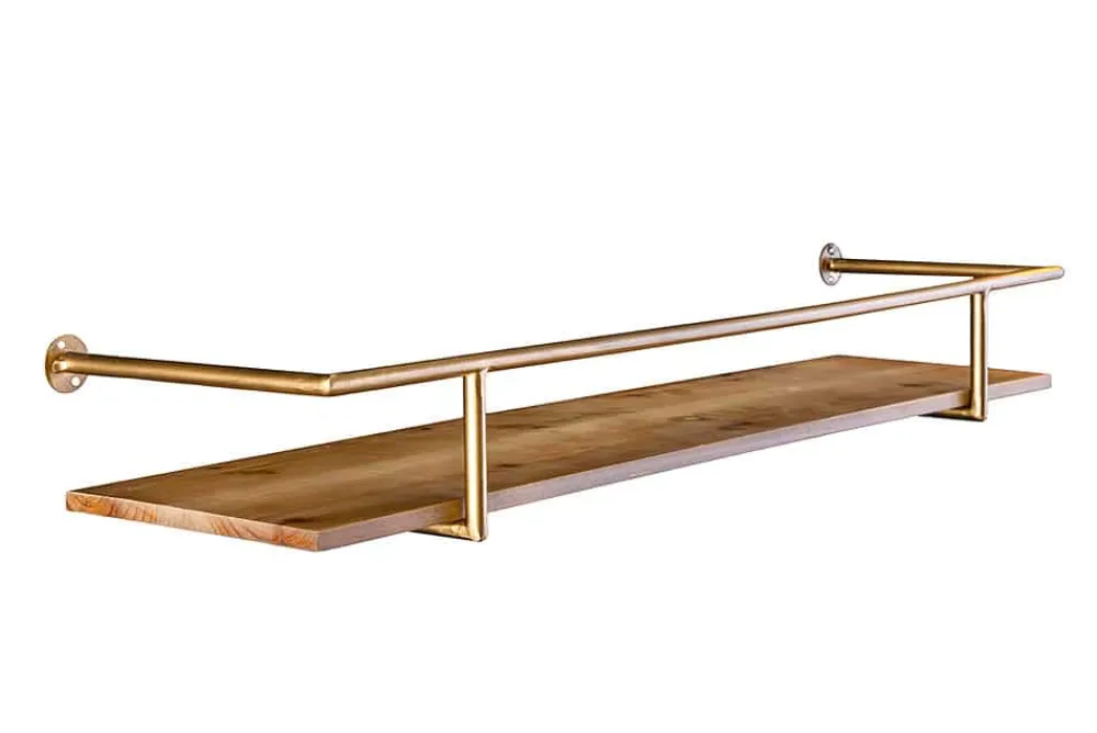 Riess-Ambiente Wandregale > Massives Wandregal HERITAGE 75cm natur Pinienholz gold Metall