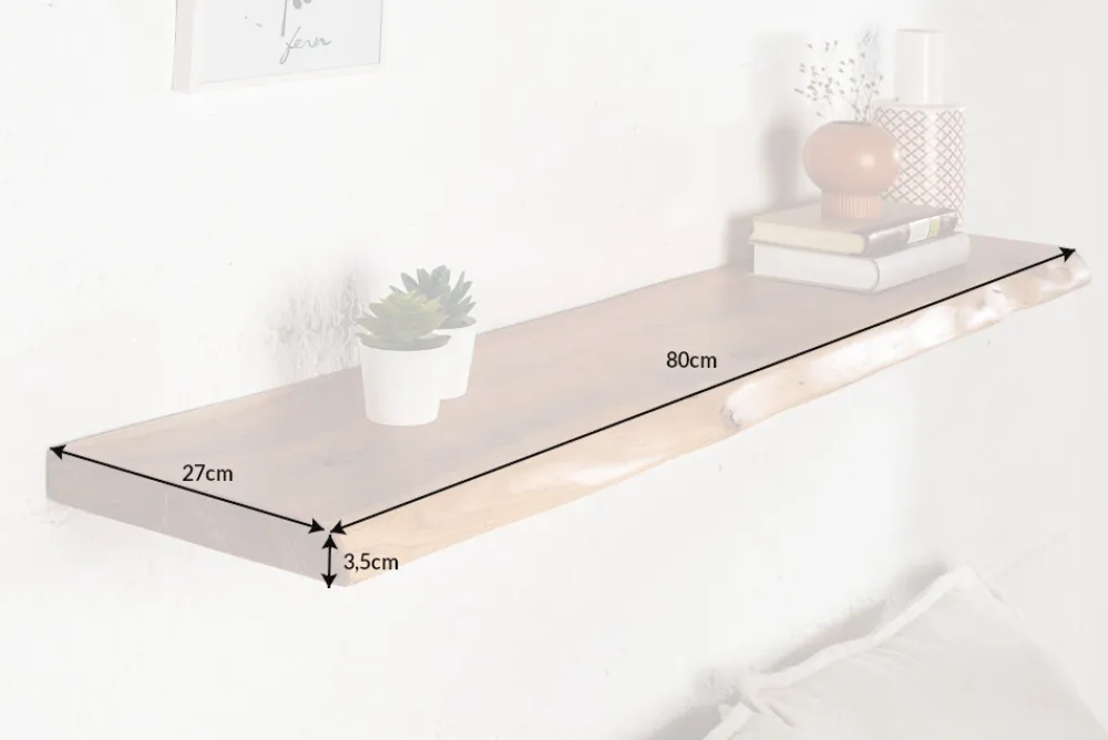 Riess-Ambiente Mehr...|Wandregale > Massives Wandregal MAMMUT 80cm Akazienholz Regalbrett mit Baumkante