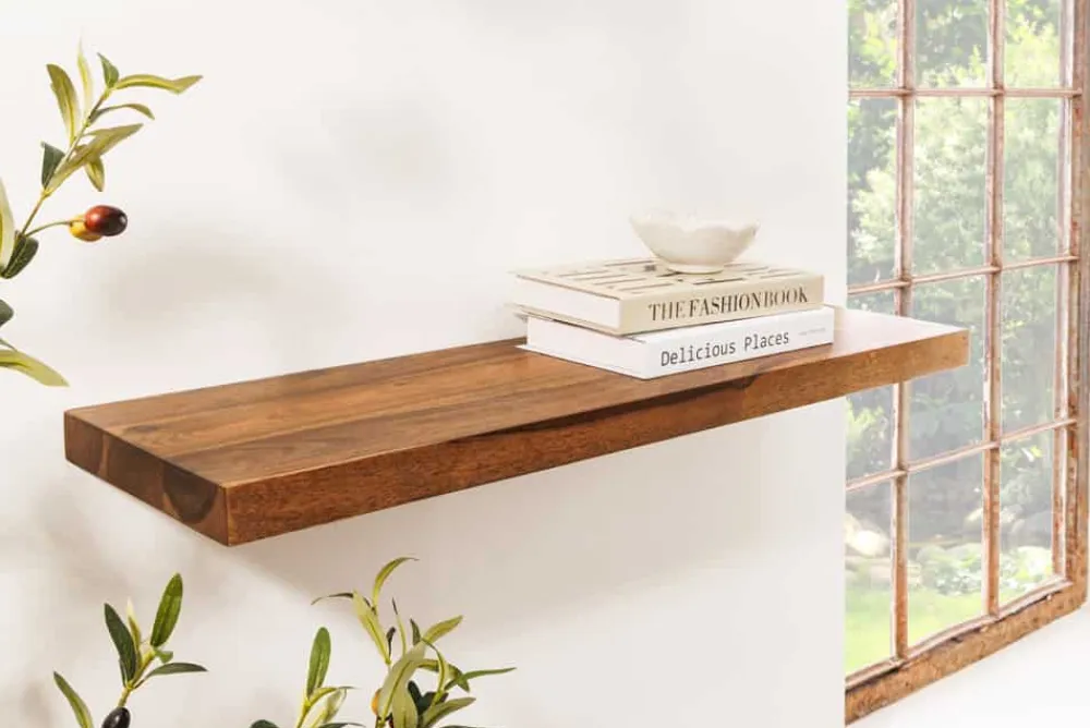 Riess-Ambiente Mehr...|Wandregale > Massives Wandregal PURE 60cm braun stone finish Sheeshamholz Steckregal