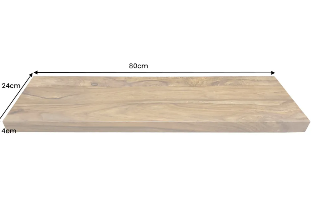 Riess-Ambiente Mehr...|Wandregale > Massives Wandregal PURE 80cm braun stone finish Sheeshamholz Steckregal