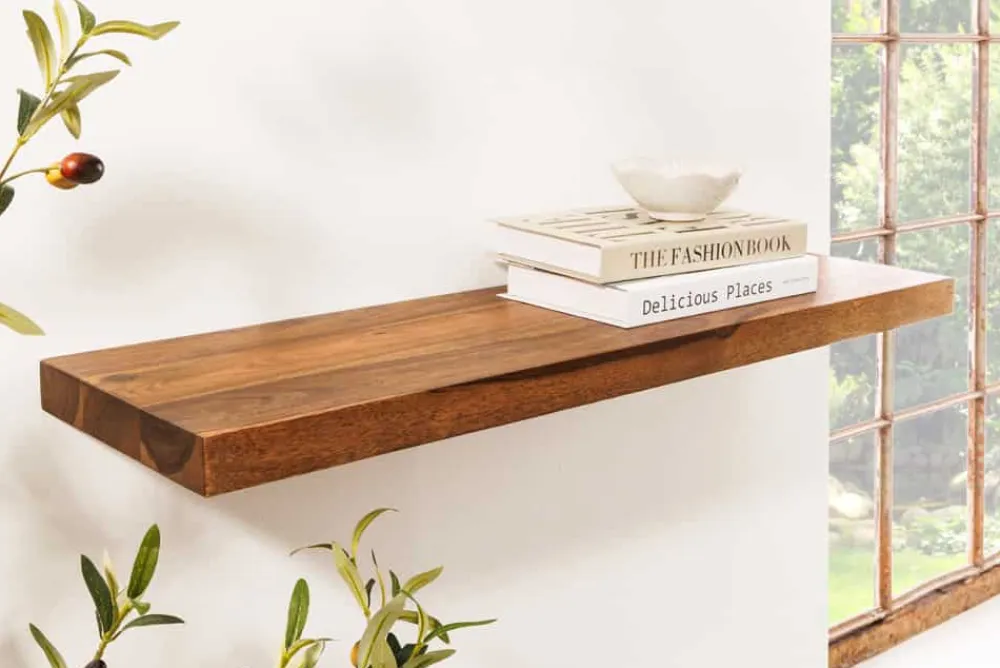Riess-Ambiente Mehr...|Wandregale > Massives Wandregal PURE 80cm braun stone finish Sheeshamholz Steckregal
