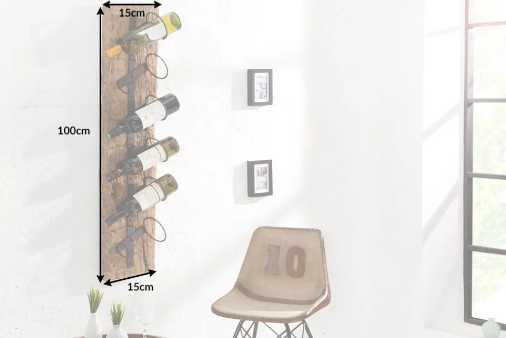 Riess-Ambiente Mehr...|Wohnaccessoires > Massives Wand Weinregal BARRACUDA 100cm natur Teakholz Flaschenhalter